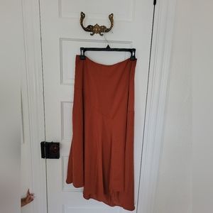 Burnt orange midi skirt